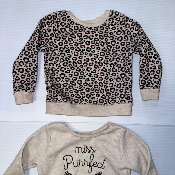 Lot of 2 Baby Girl Garanimals Sweatshirts 24 Months Beige Pink Leopard Cat - Picture 4 of 6